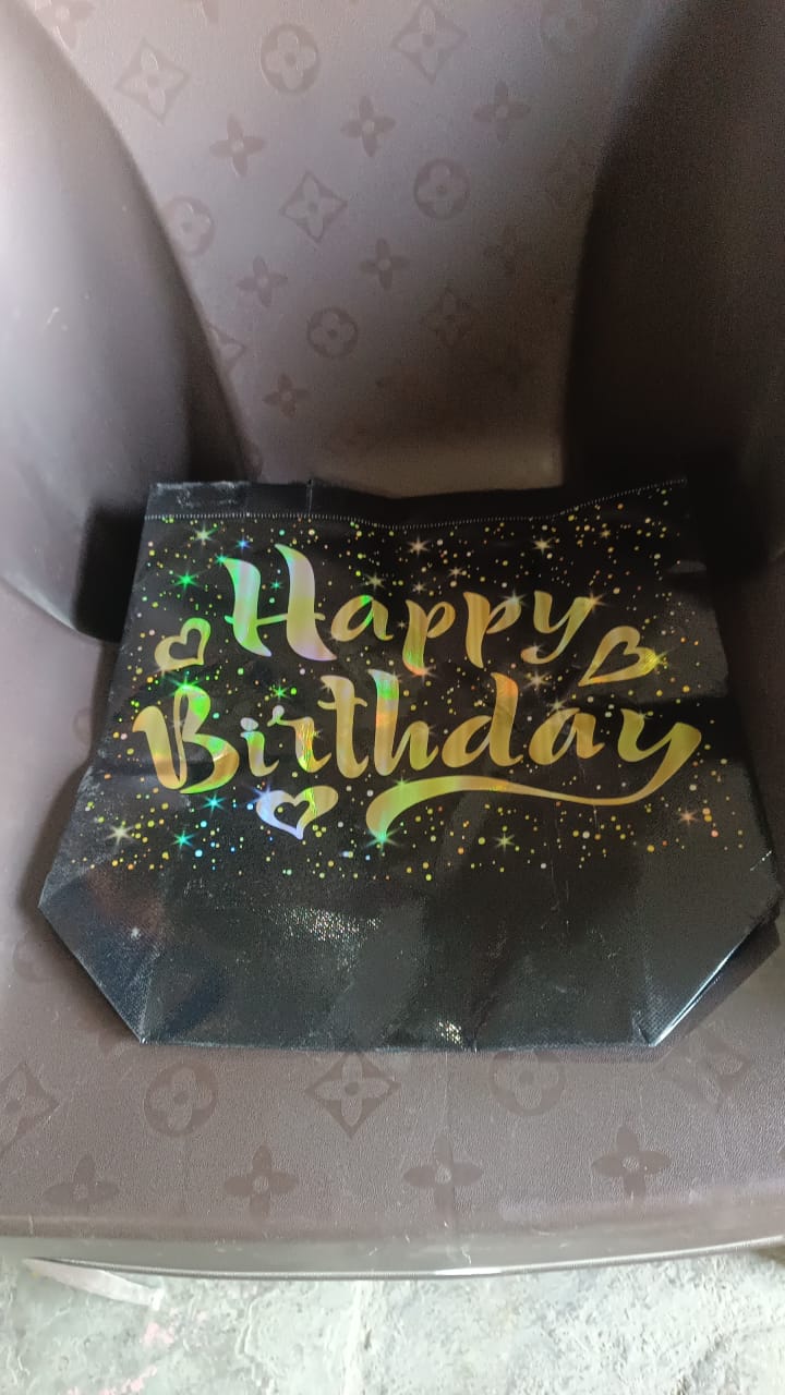 Birthday Gift Bag with Gold Shiny Stars, Reusable Party Gift Bags (1 Pc) Birthday Gift Bag with Gold Shiny Stars, Reusable Party Gift Bags (1 Pc)